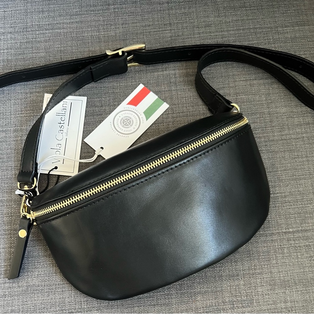 NWT VIOLA CASTELLANI FANNY PACK BAG ON THE BELT ITALIAN LEATHER